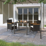 3 Piece Garden Dining Set Poly Rattan and Tempered Glass Black