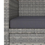3 Piece Garden Dining Set Poly Rattan & Solid Acacia Wood Grey - Rear View