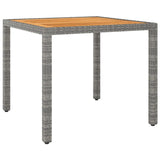 3 Piece Garden Dining Set Poly Rattan & Solid Acacia Wood Grey - Close-Up Angle