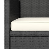 5 Piece Garden Dining Set Poly Rattan and Tempered Glass Black - Rear View