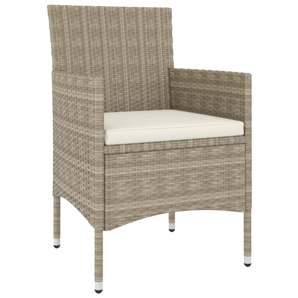 5 Piece Garden Dining Set Poly Rattan and Tempered Glass Beige