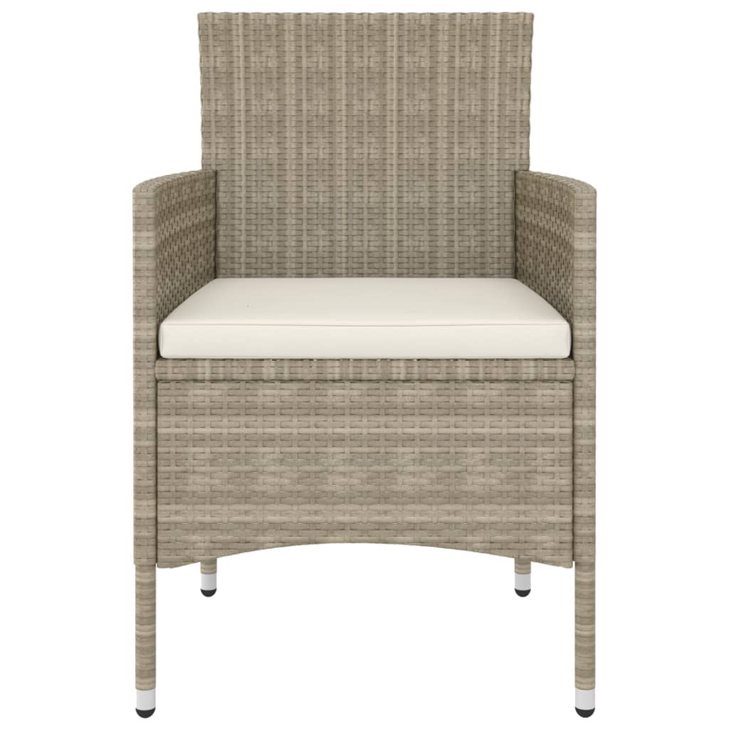 5 Piece Garden Dining Set Poly Rattan and Tempered Glass Beige