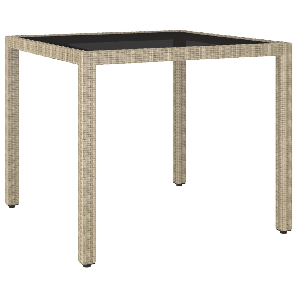 5 Piece Garden Dining Set Poly Rattan and Tempered Glass Beige