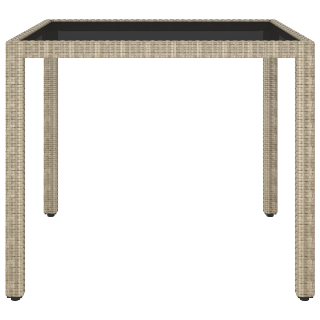 5 Piece Garden Dining Set Poly Rattan and Tempered Glass Beige