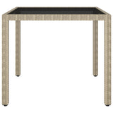 5 Piece Garden Dining Set Poly Rattan and Tempered Glass Beige