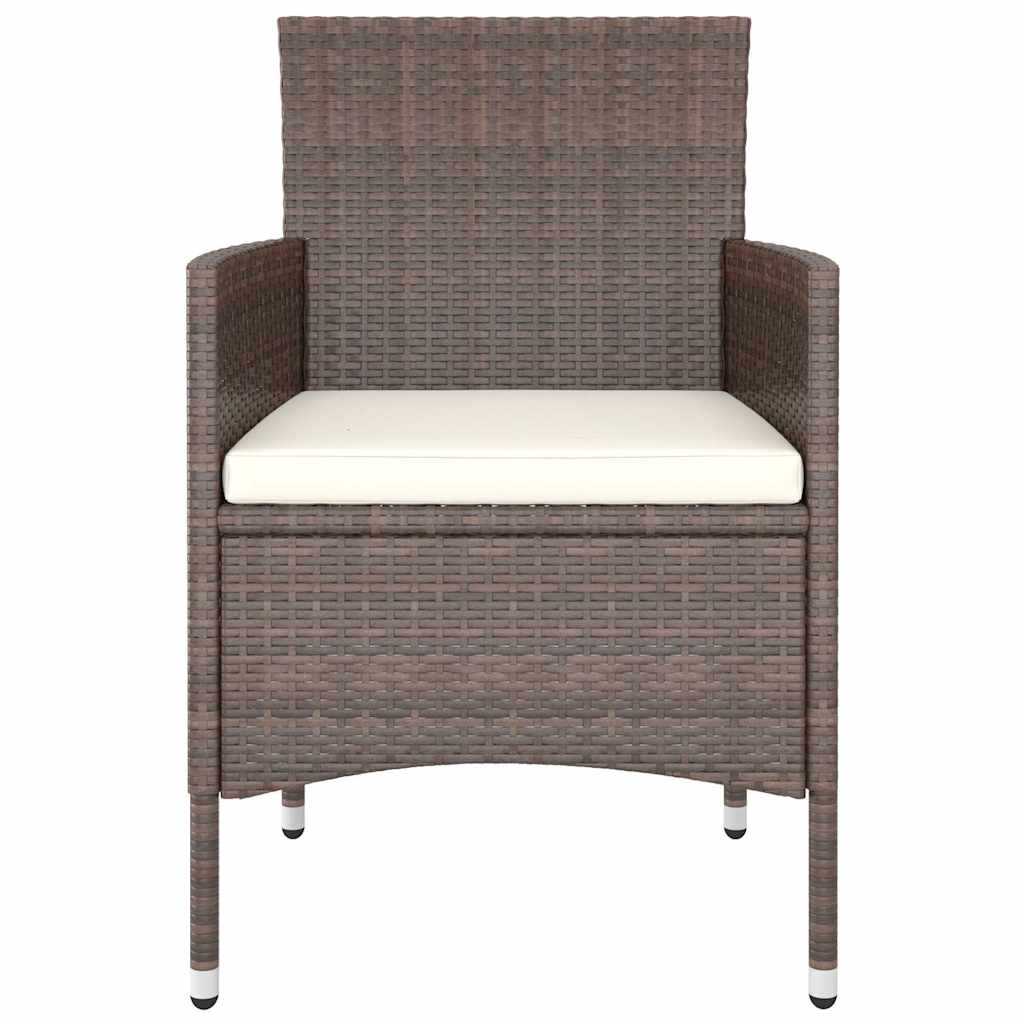 5 Piece Garden Dining Set Poly Rattan and Tempered Glass Brown