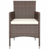 5 Piece Garden Dining Set Poly Rattan and Tempered Glass Brown