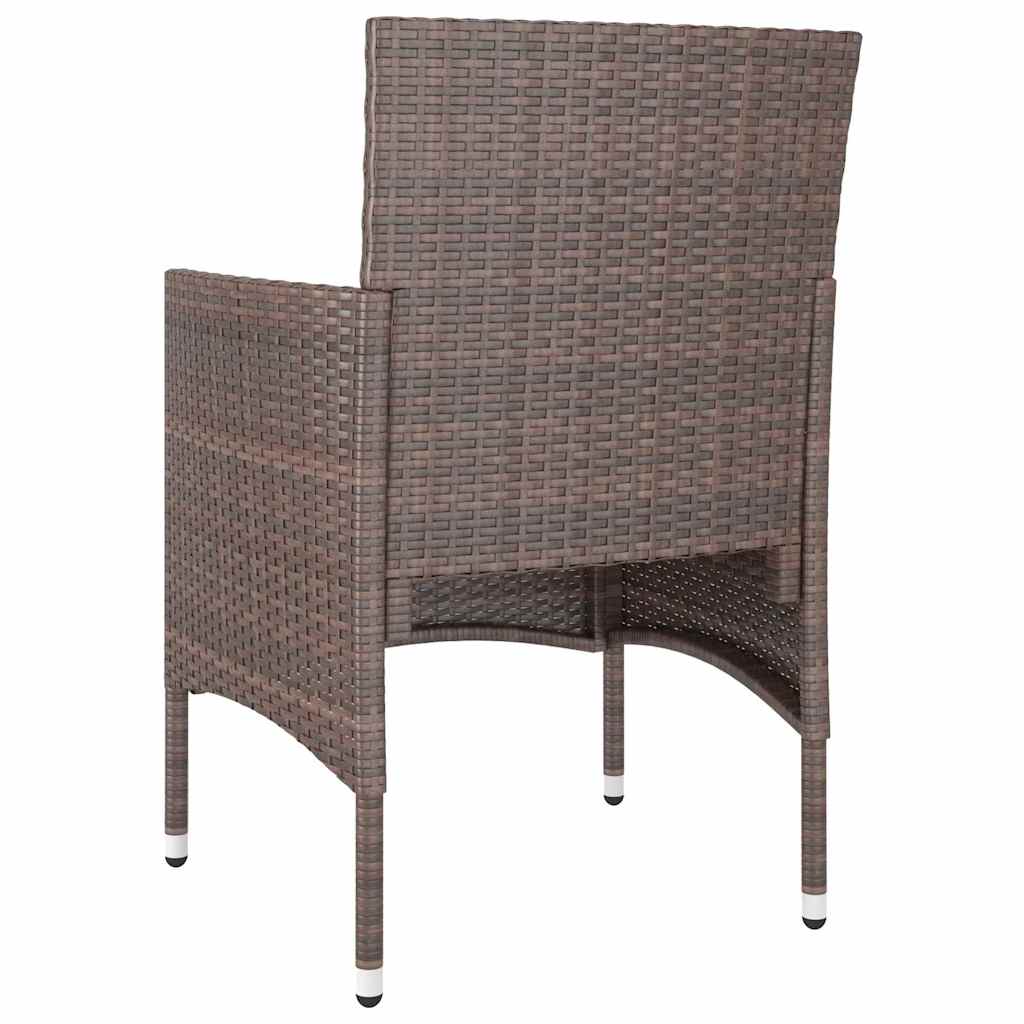 5 Piece Garden Dining Set Poly Rattan and Tempered Glass Brown