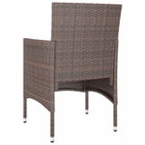 5 Piece Garden Dining Set Poly Rattan and Tempered Glass Brown