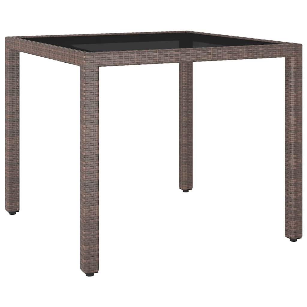 5 Piece Garden Dining Set Poly Rattan and Tempered Glass Brown