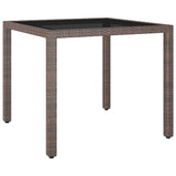 5 Piece Garden Dining Set Poly Rattan and Tempered Glass Brown