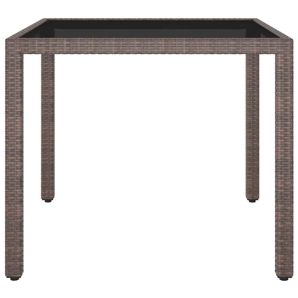 5 Piece Garden Dining Set Poly Rattan and Tempered Glass Brown