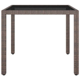 5 Piece Garden Dining Set Poly Rattan and Tempered Glass Brown - Low Angle
