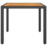 5 Piece Garden Dining Set Poly Rattan & Solid Acacia Wood Black