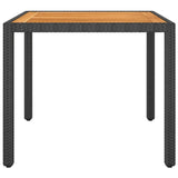 5 Piece Garden Dining Set Poly Rattan & Solid Acacia Wood Black - Low Angle