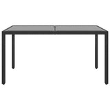 5 Piece Garden Dining Set Poly Rattan and Tempered Glass Black