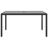 5 Piece Garden Dining Set Poly Rattan and Tempered Glass Black - Rear View