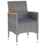 5 Piece Garden Dining Set Poly Rattan and Tempered Glass Grey