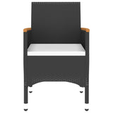 5 Piece Garden Dining Set Poly Rattan Black - Top-Down View