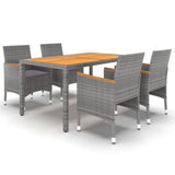 5 Piece Garden Dining Set Poly Rattan Grey