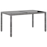 7 Piece Garden Dining Set Poly Rattan and Tempered Glass Grey