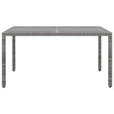 7 Piece Garden Dining Set Poly Rattan and Tempered Glass Grey