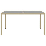 7 Piece Garden Dining Set Poly Rattan and Tempered Glass Beige - Rear View