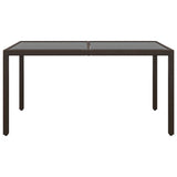 7 Piece Garden Dining Set Poly Rattan and Tempered Glass Brown