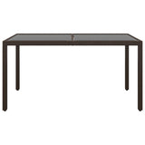 7 Piece Garden Dining Set Poly Rattan and Tempered Glass Brown - Rear View