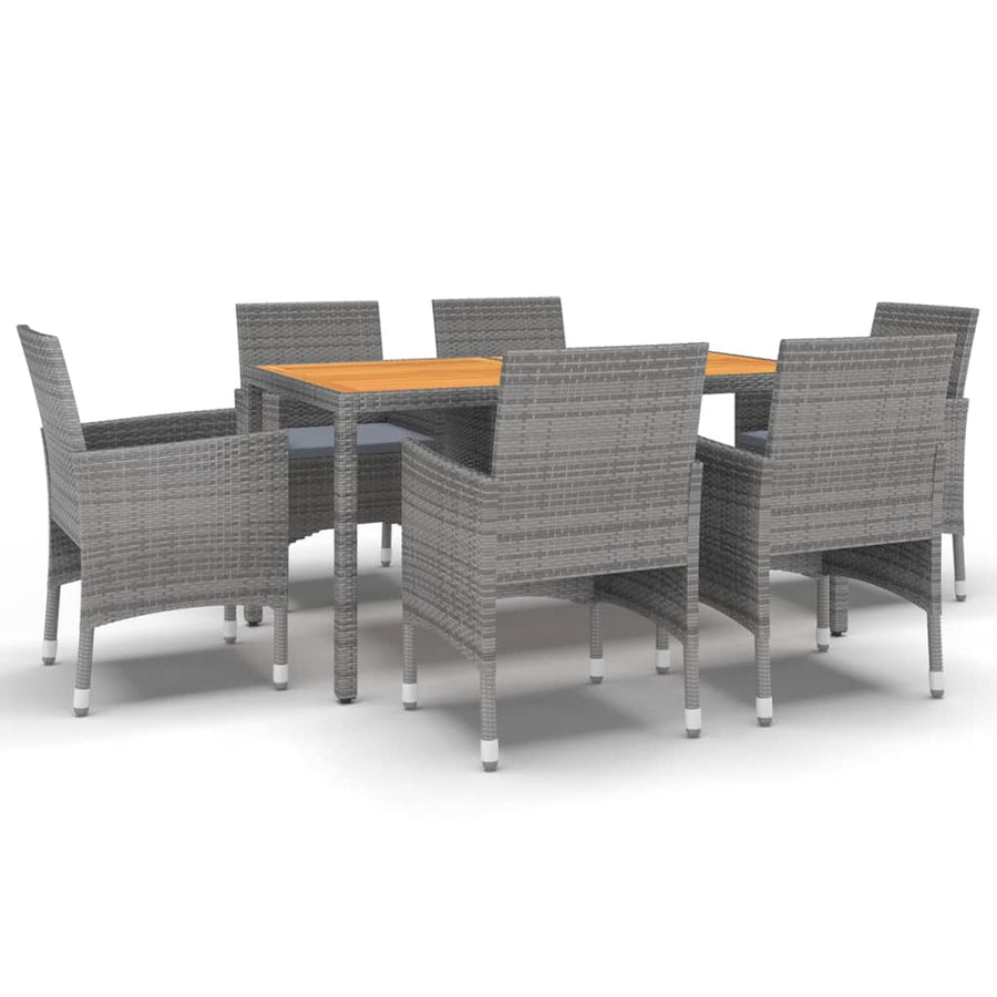 7 Piece Garden Dining Set Poly Rattan Grey