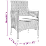 7 Piece Garden Dining Set Poly Rattan and Tempered Glass Grey - Close-Up Angle