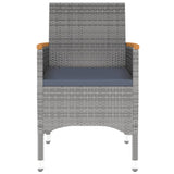 7 Piece Garden Dining Set Poly Rattan Grey - Top-Down View