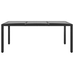 7 Piece Garden Dining Set Poly Rattan and Tempered Glass Black