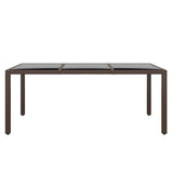 7 Piece Garden Dining Set Poly Rattan and Tempered Glass Brown - Rear View