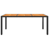 7 Piece Garden Dining Set Poly Rattan Black - Rear View