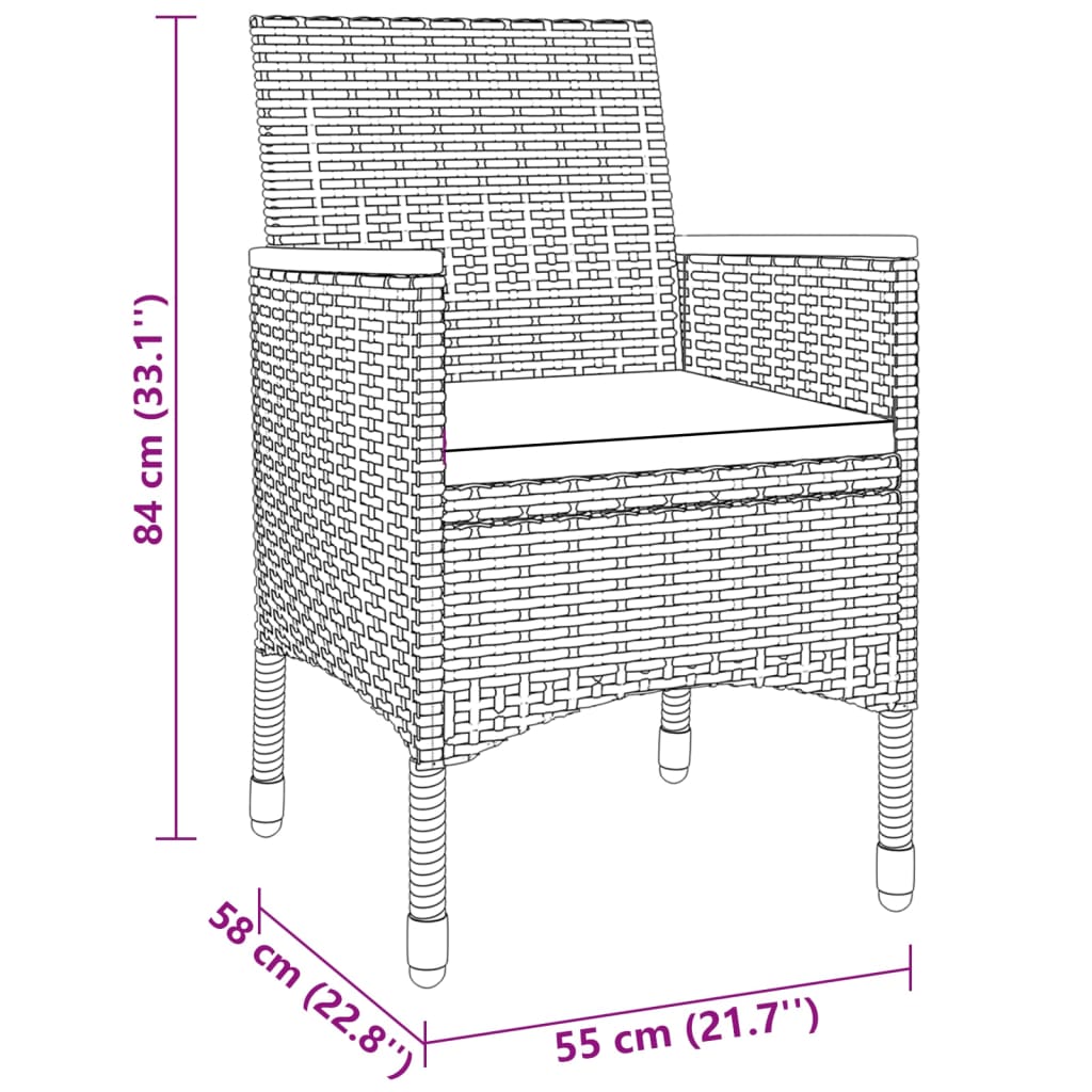 7 Piece Garden Dining Set Poly Rattan and Tempered Glass Black