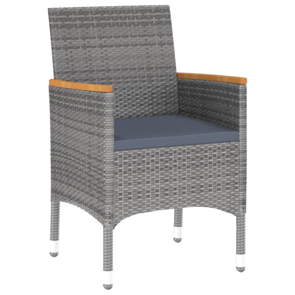 7 Piece Garden Dining Set Poly Rattan and Tempered Glass Grey