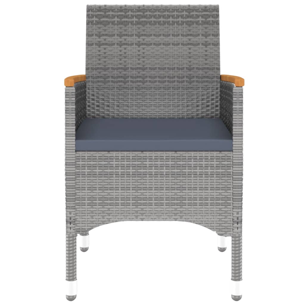 7 Piece Garden Dining Set Poly Rattan and Tempered Glass Grey