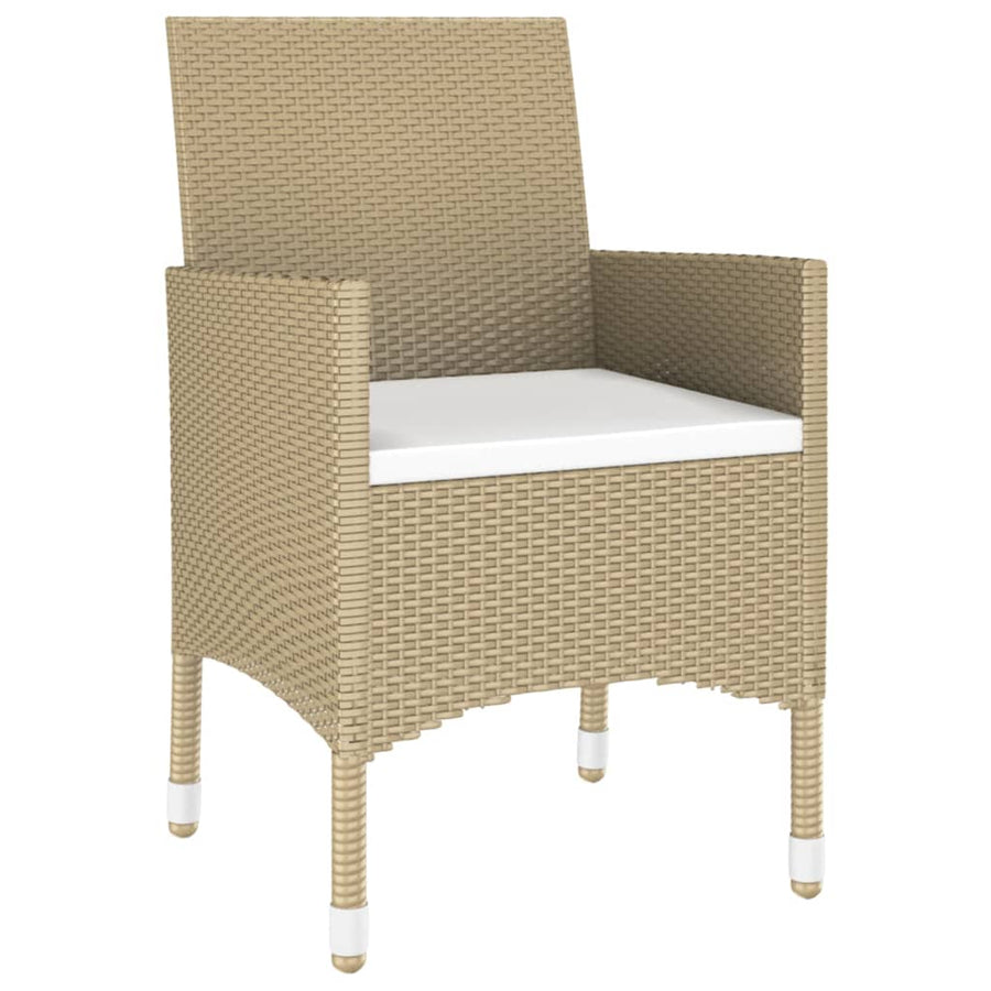9 Piece Garden Dining Set Poly Rattan Beige