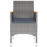 9 Piece Garden Dining Set Poly Rattan Grey - Rear View