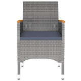 9 Piece Garden Dining Set Poly Rattan Grey - Rear View