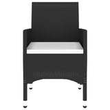 3 Piece Garden Dining Set Poly Rattan Black - Rear View