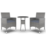 3 Piece Garden Dining Set Poly Rattan Grey