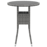 3 Piece Garden Dining Set Poly Rattan Grey - Top-Down View