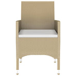 3 Piece Garden Dining Set Poly Rattan Beige