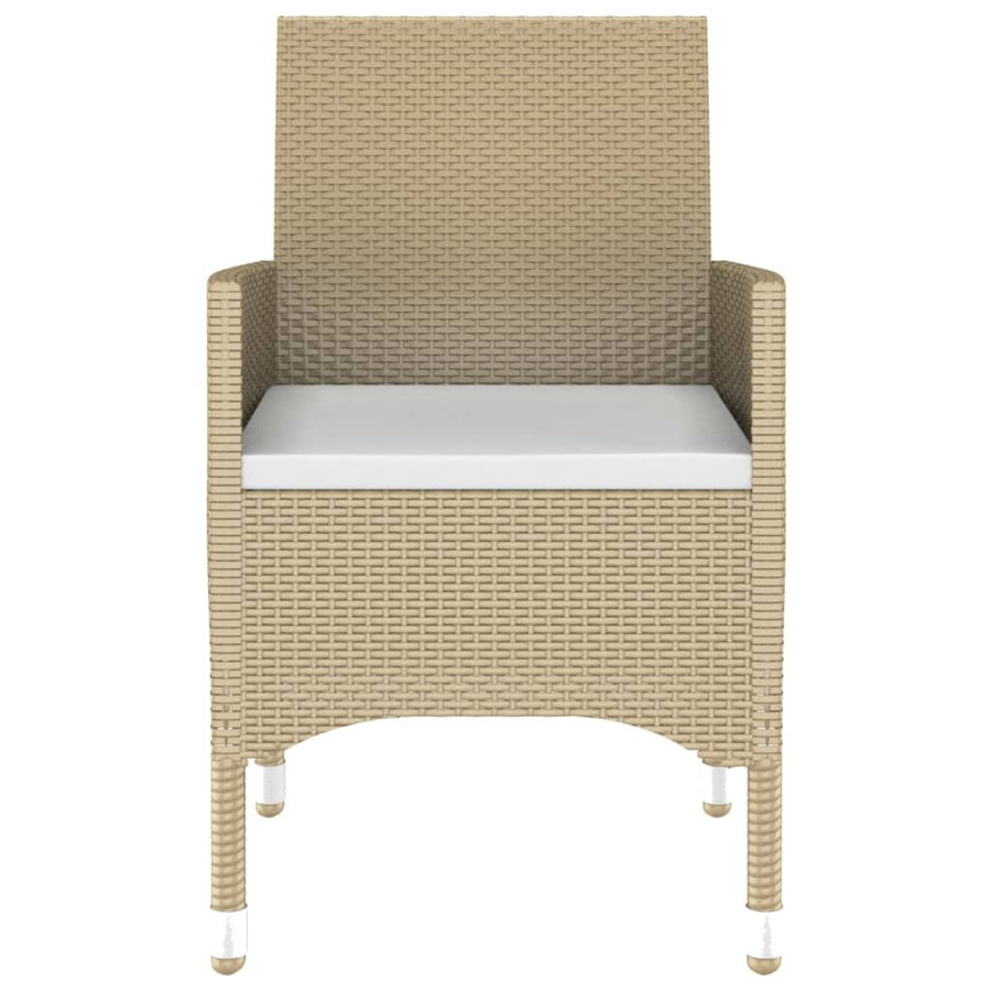 3 Piece Garden Dining Set Poly Rattan Beige