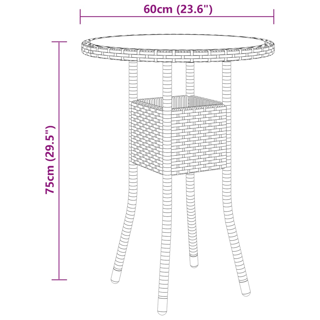 3 Piece Garden Dining Set Poly Rattan Beige