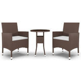 3 Piece Garden Dining Set Poly Rattan Brown