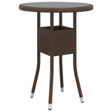 3 Piece Garden Dining Set Poly Rattan Brown - Side View