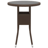 3 Piece Garden Dining Set Poly Rattan Brown - Top-Down View